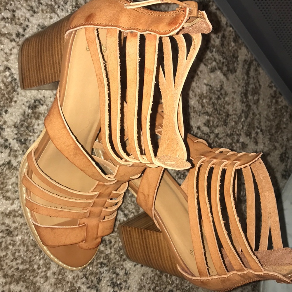 Brown opened toe heeled sandals from UO